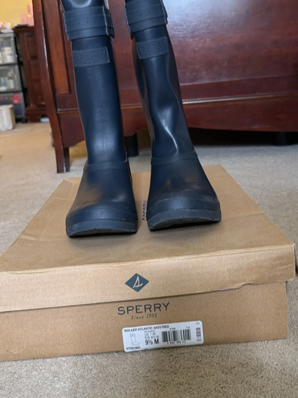 Sperry Tall Navy Waterproof Rain Boots